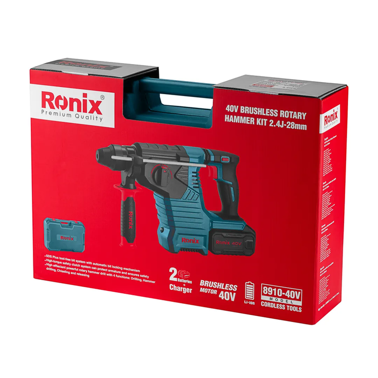 کیت بتنکن شارژی براشلس 40 ولت 2.4 ژول 28 میلیمتری رونیکس 8910-40V