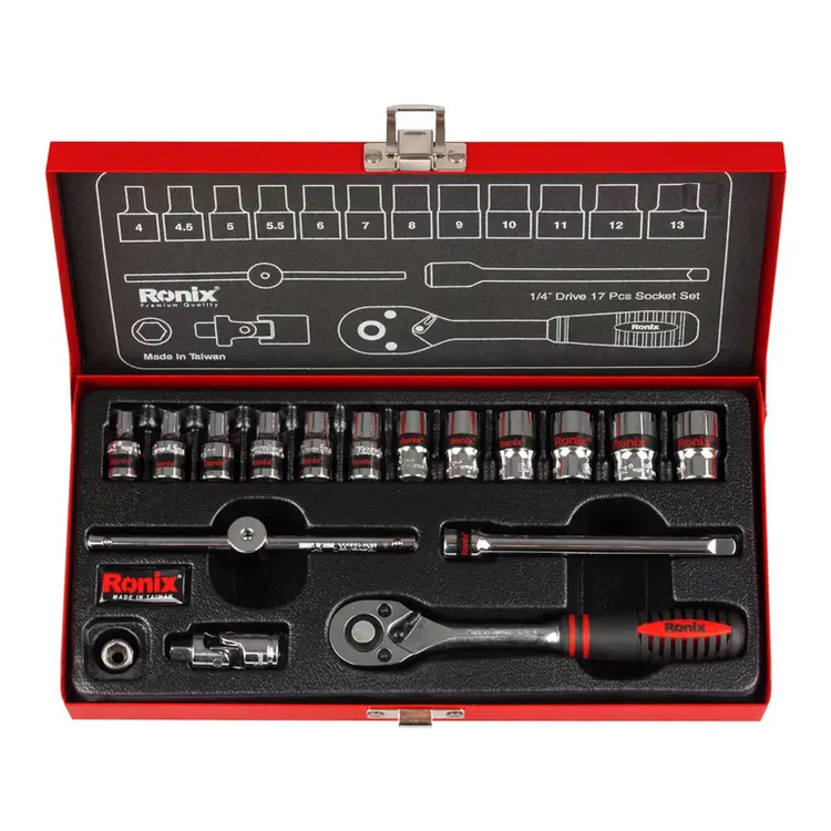 مجموعه بکس تایوانی 17 عددی 1/4 اینچ رونیکس RH-2617