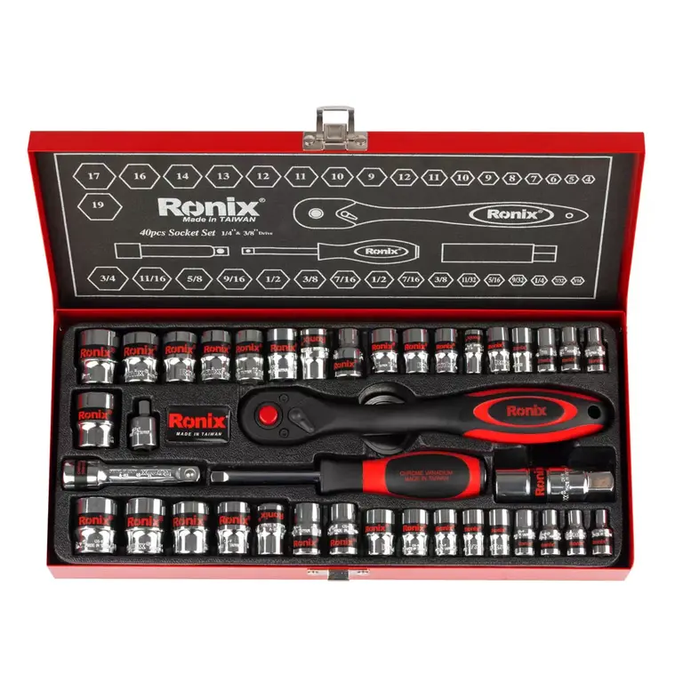 مجموعه بکس تایوانی 40 عددی 3/8 اینچ دسته TPR رونیکس RH-2640
