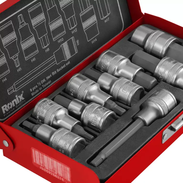 جعبه بکس تایوانی 1/2 اینچ شش گوش 9 پارچه رونیکس RH-2692